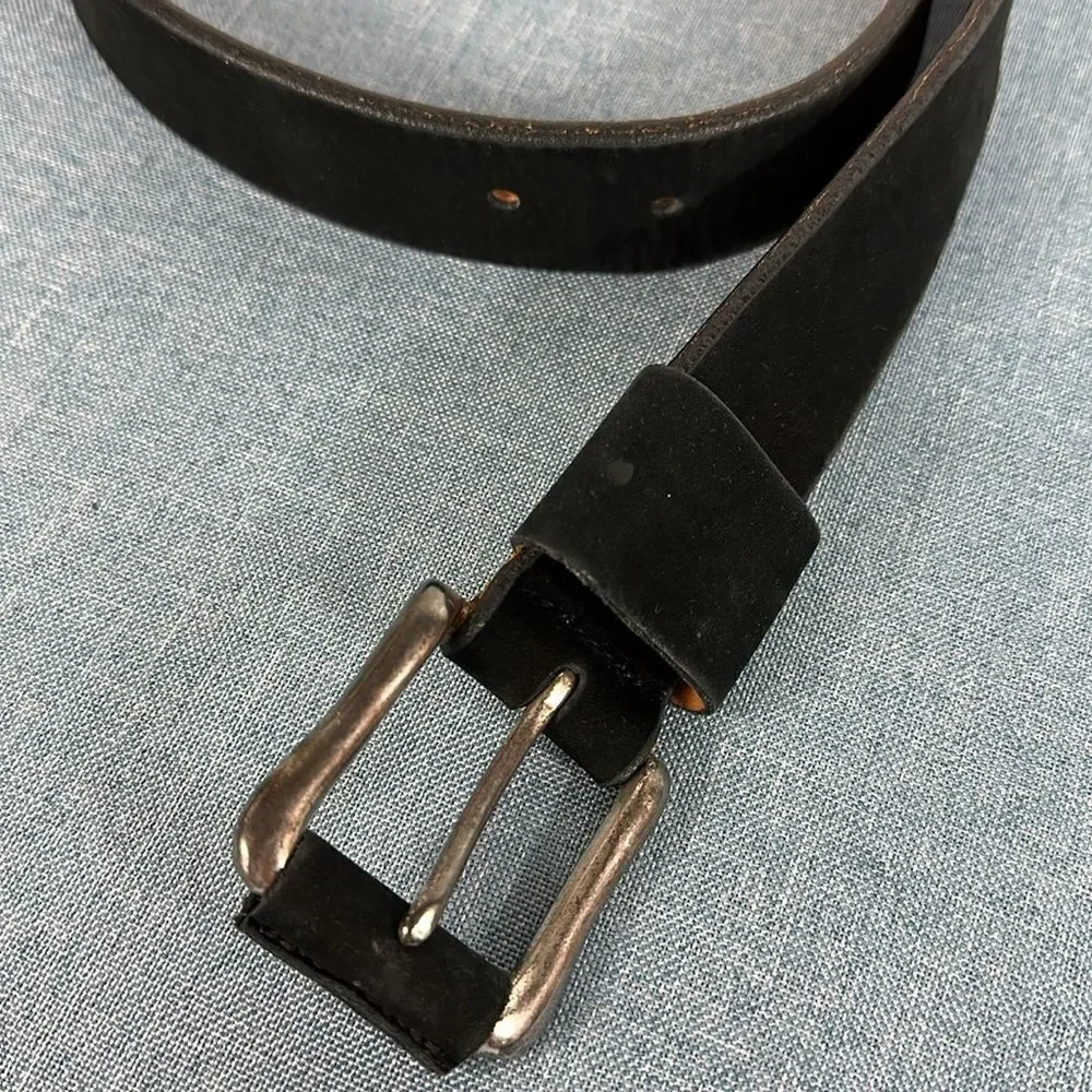 Isda & Co Men's Black Leather Nubuck Belt Size M